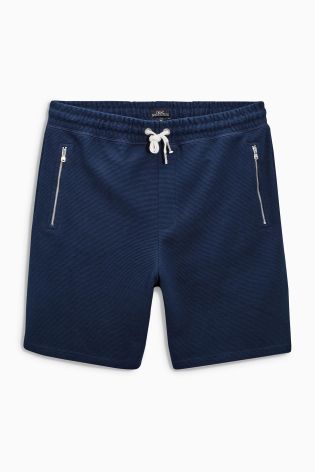 Navy Textured Jersey Shorts